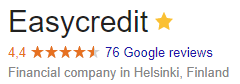 Easycredit arvostelut Google palvelussa